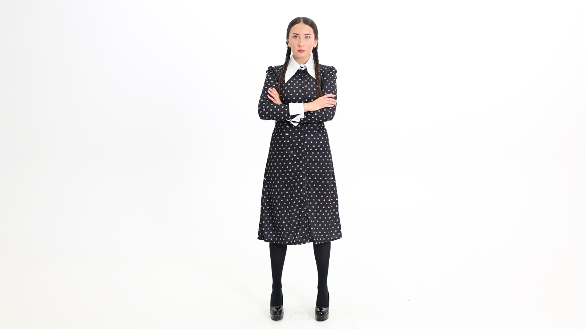 FUN96473AD Women's Wednesday Addams Polka Dot Costume Dress_02